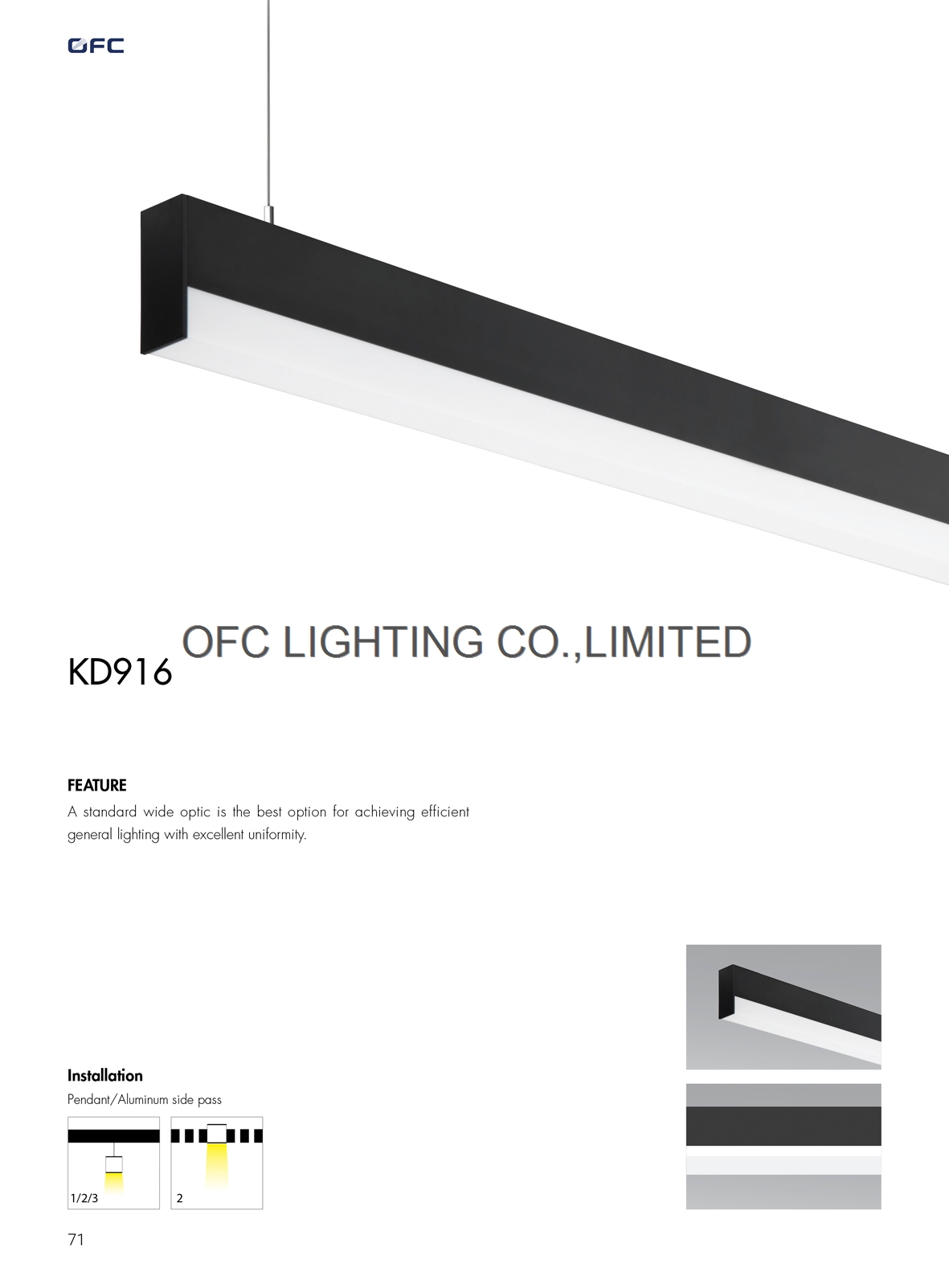 OFC KD916 European style led office suspension lamp 220v
