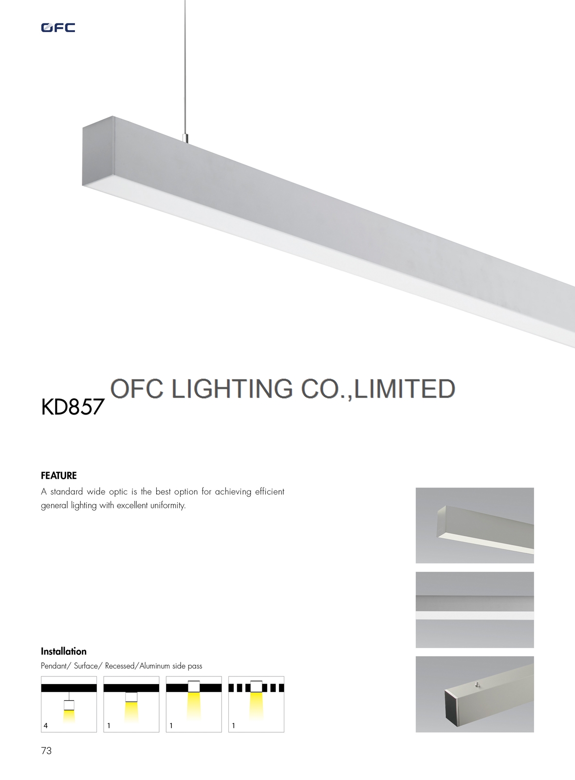 OFC KD857 Promotional price high brightness energy Saving led linear lamp