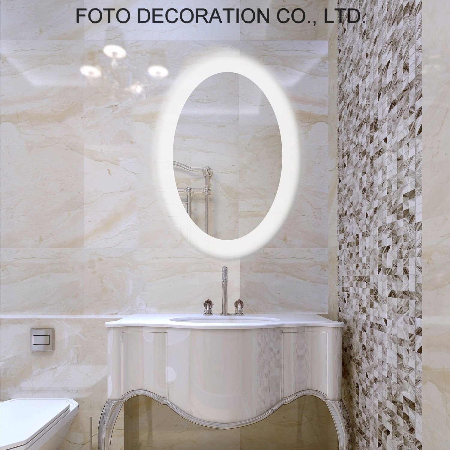 Oval Shape Hotel Design Modern Style Living Room Backlit Mirror For Home Decoration