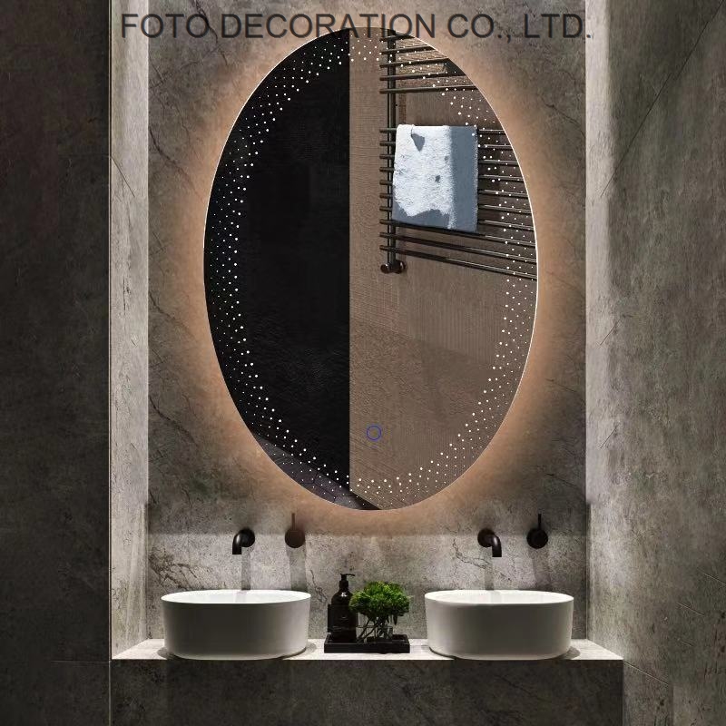 2019 Hot Sale Oval Design Hotel Frameless Illuminated Bathroom Vanity Wall LED Lighted Mirror