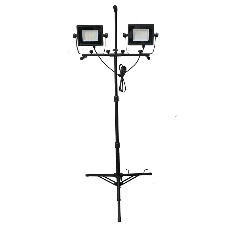 Portable Dual-Head Metal Lamp Housing and Telescoping Tripod 50W 5000 Lumen LED Flood Work Light