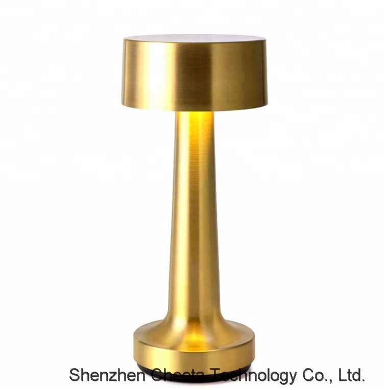 Decorative rechargeable LED table night lights Mini gold cordless restaurant touch dimmer table lamp