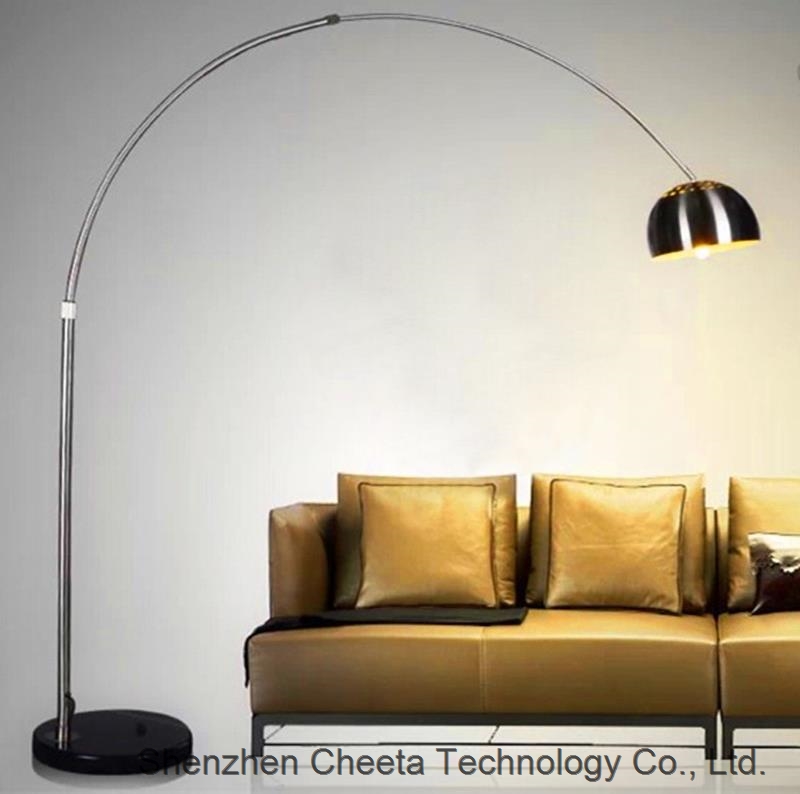 Arc Floor Lamp with Marble Base in gold