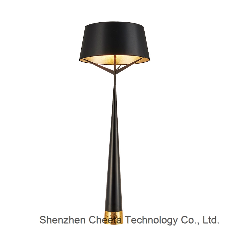 elegant fabric metal and wooden floor lamp use in bedroom