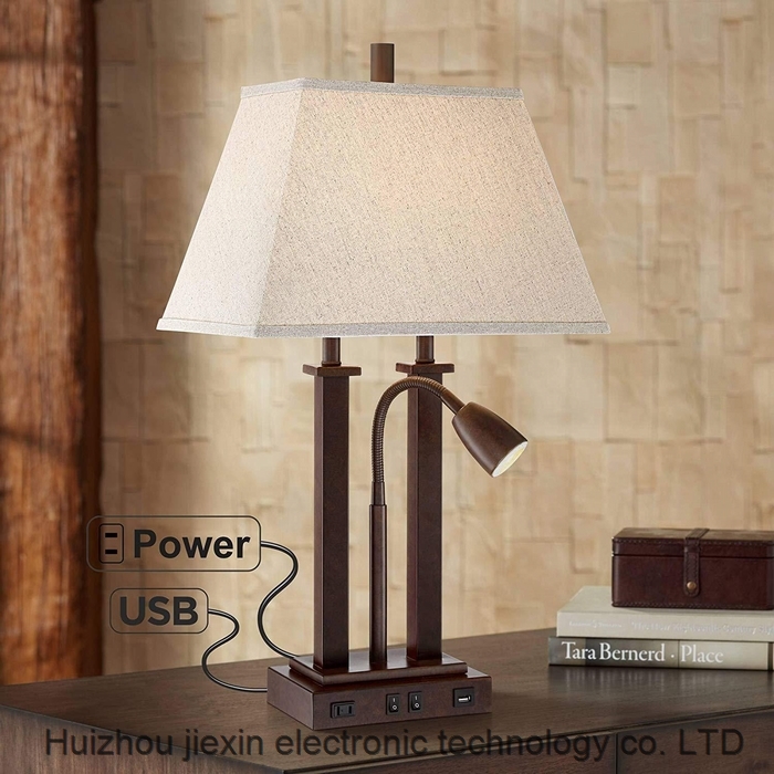 USB Charging AC Socket Bronze Light Luxury Hotel Desk Bed