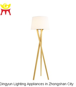 Industrial LED floor lamp with tripod outside black and inside gold