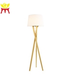 Industrial LED floor lamp with tripod outside black and inside gold