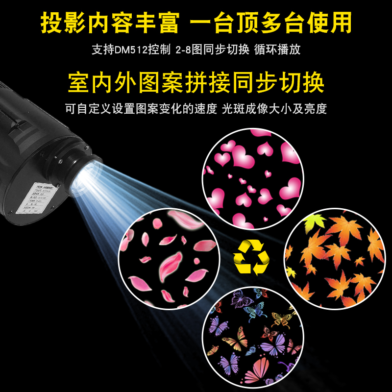 DMX512 outdoor waterproof multi pattern automatic switching advertising projection lamp eight figure