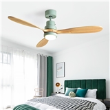 Retro solid wood LED light living room bedroom ceiling fan with light
