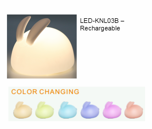 Cute RGB Rabbit Lamp For Children Baby Kids USB Charged led Silicone clap switch lamp Touch Sensor