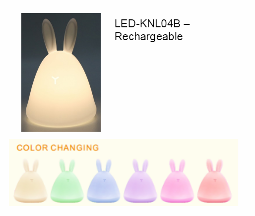Cute RGB Rabbit Lamp For Baby Kids USB Charged led Silicone clap switch lamp Touch Sensor