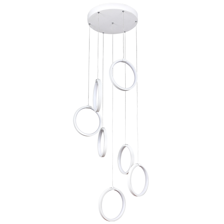 Modern Minimalism matte white chandeliers pendant lights 7 rings electroplate design lighting