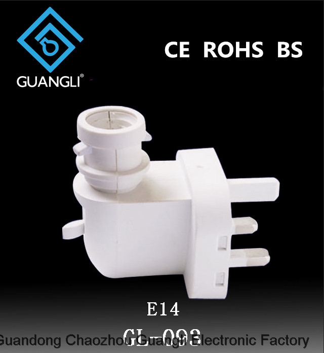 E14 BS UK lamp socket plug in CE ROHS approved salt night light electrical lamp holder GL-093