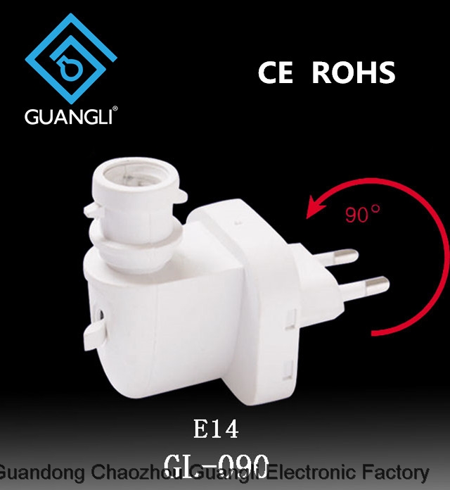 E14 CE ROHS lamp socket salt lamp night light electrical plug socket rotating Eu plug GL-090