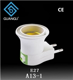 E27 EU plug Adapter socket Converter screw type corn lamp bulb electrical socket with switch A13-1