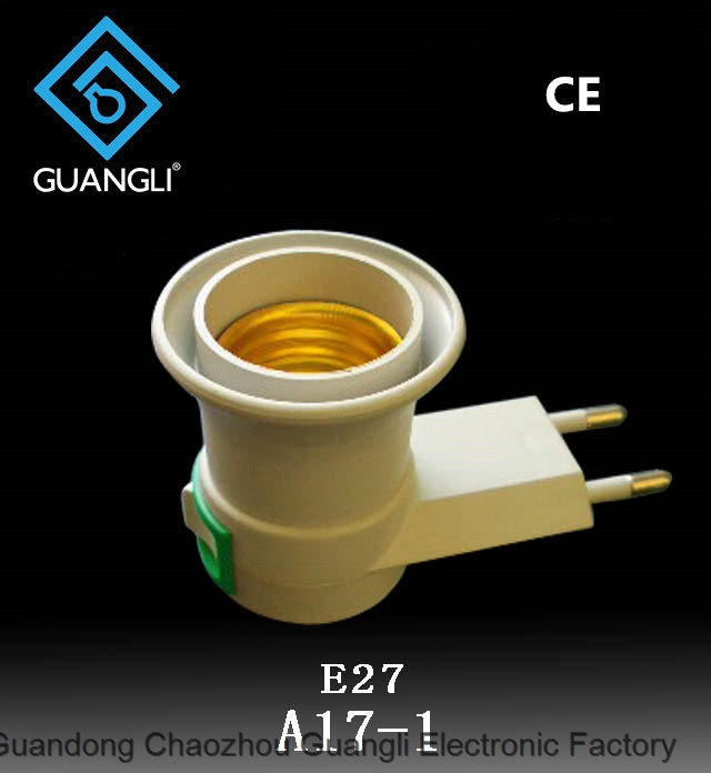 E27 round plug plastic switch night lamp base holder A17-1 electrical plug socket