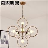 Nordic modern American ball glass chandelier artistic personality bronze pendant lamp living room