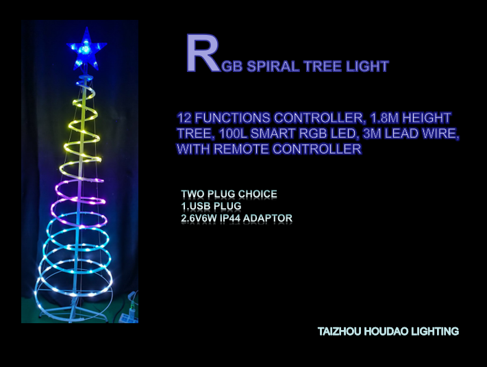 RGB 100L SPIRAL TREE LIGHT CHRISTMAS LIGHT DECORATION LIGHT