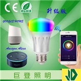 LED smart bulb light APP docking wireless Wifi voice control light bulb supports mainstream Alex goo
