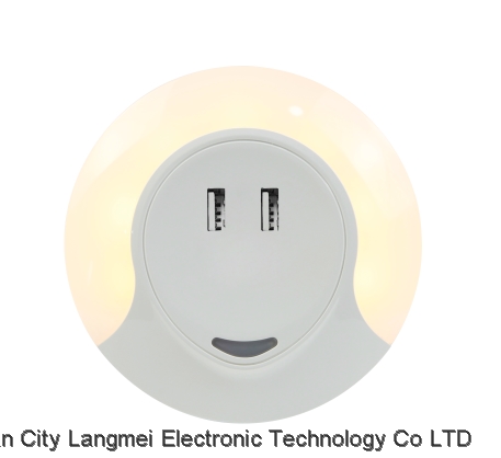 Dual USB charger light control night light (2.1A 3.1A)