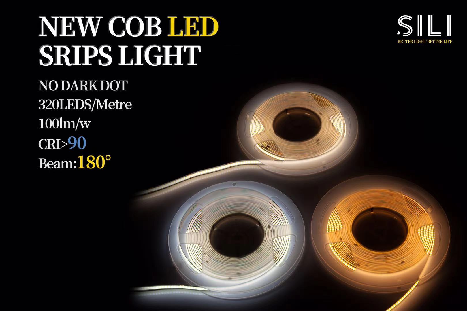 New cob led light strip no dark dot 320leds metre 100lm w beam: 180°