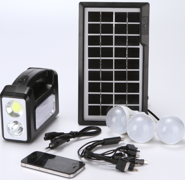 Mini portable Solar energy system kit FM radio 3 bulbs USB charger