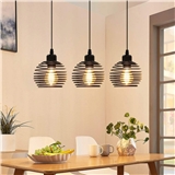 Vintage pendant lamp Black E27 pendant lamp in metal retro dining table lamp 3-flame - max. 25 Wat