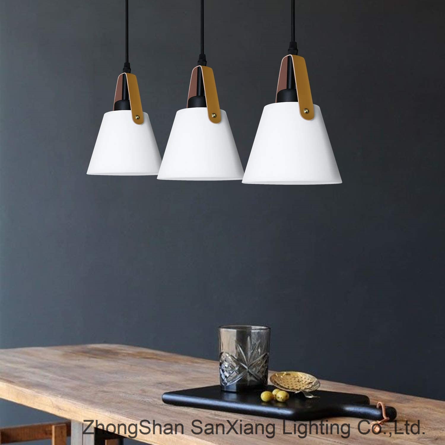 Pendant Lamp White 3 Flame vintage plastic hanging lamp with E27 socket in metal optic pendant lamp