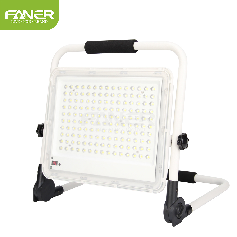 Faner New design all in one portable outdoor waterproof ip65 50W 100w solar led flood light