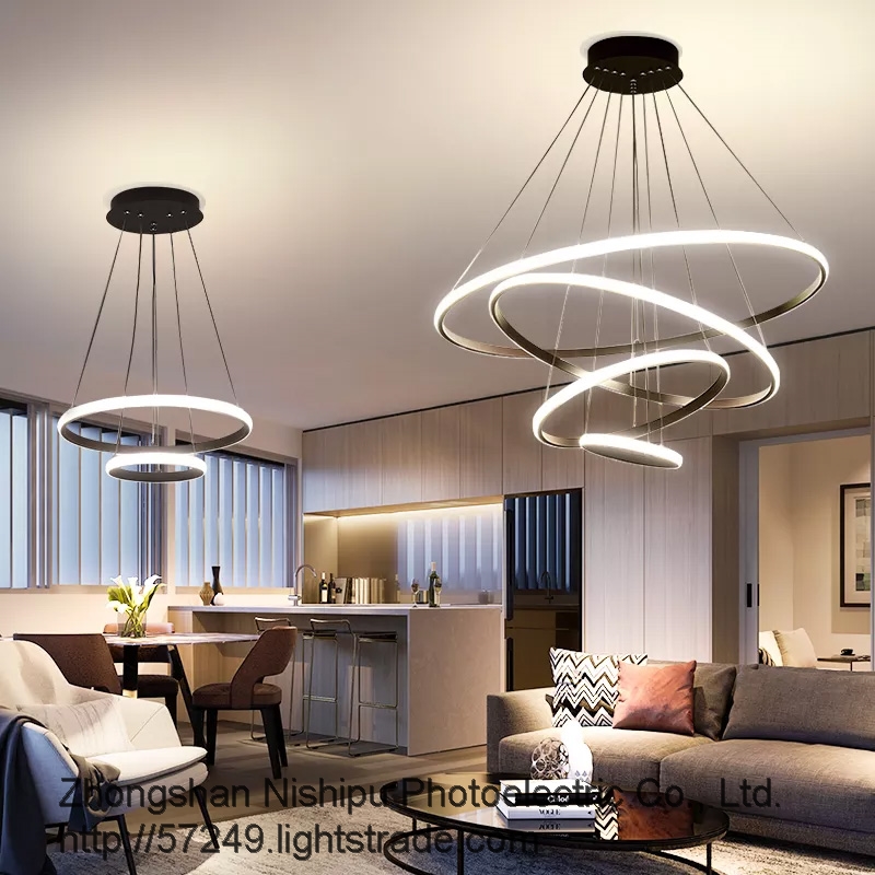 Post Modern Irregular LED Chandelier Light Aluminum Acrylic Ceiling Hanging Lamp Dining Room Pendant