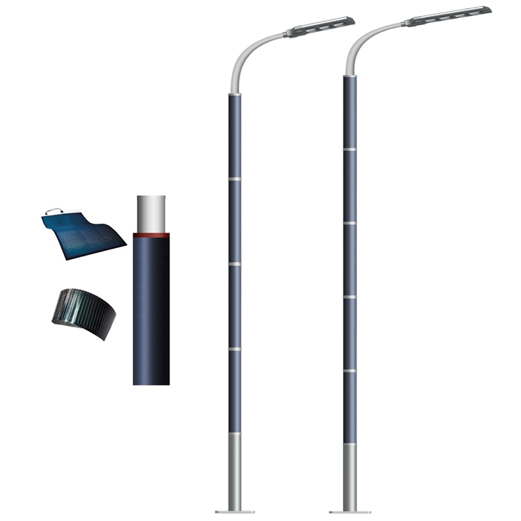 120W-150W high power solar street light with Flexible solar panel on pole