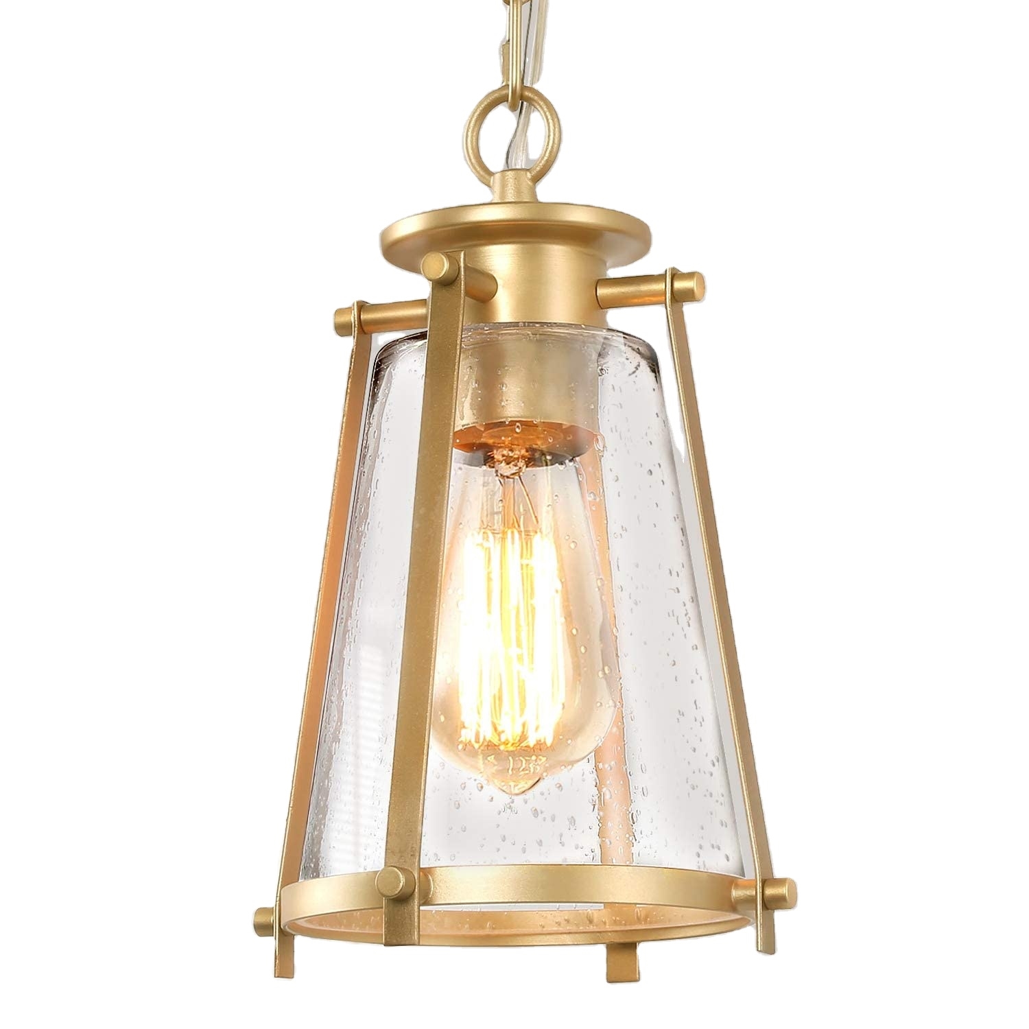 Luxury Gold Pendant Light with Clear Glass Shade Modern Brass Hanging Lighting Fixture Chandelier fo