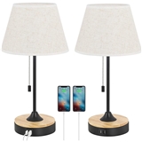 Modern Nightstand Bedside Wood Table Lamps