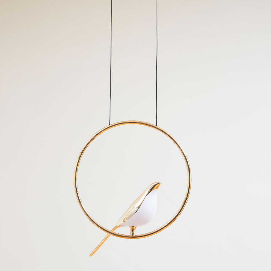 Decorative hanging acrylic iron bird interior living room pendant light LED chandelier