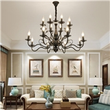 American country chandelier modern industrial style rustic black iron LED luxury pendant light