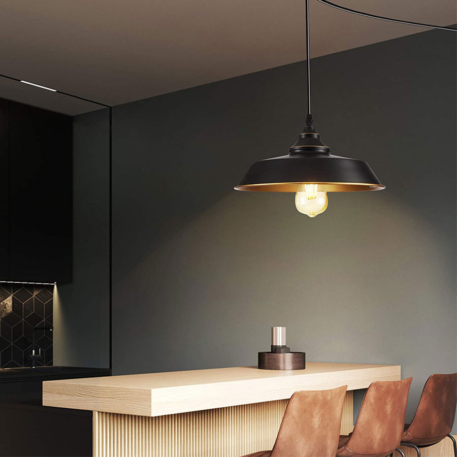 Restaurant black loft industrial metal lamp E27 kitchen vintage plug in pendant light