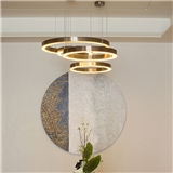 Modern 3 rings pendant lights for Modern hotel customize size decorative gold circle led chandelier