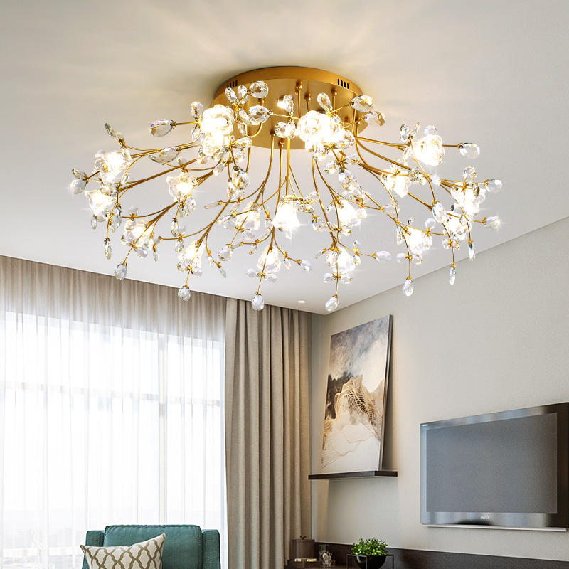 Modern luxury crystal chandelier decor bedroom living room led ceiling light