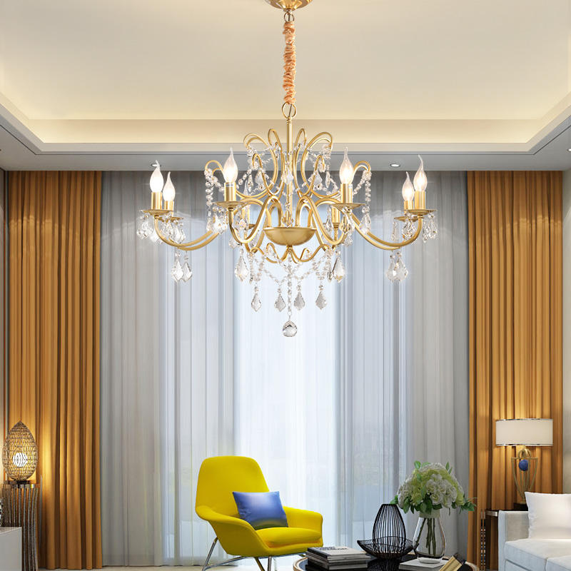 Indoor living room hanging candle pendant lights for hote bedroom modern luxury crystal chandelier