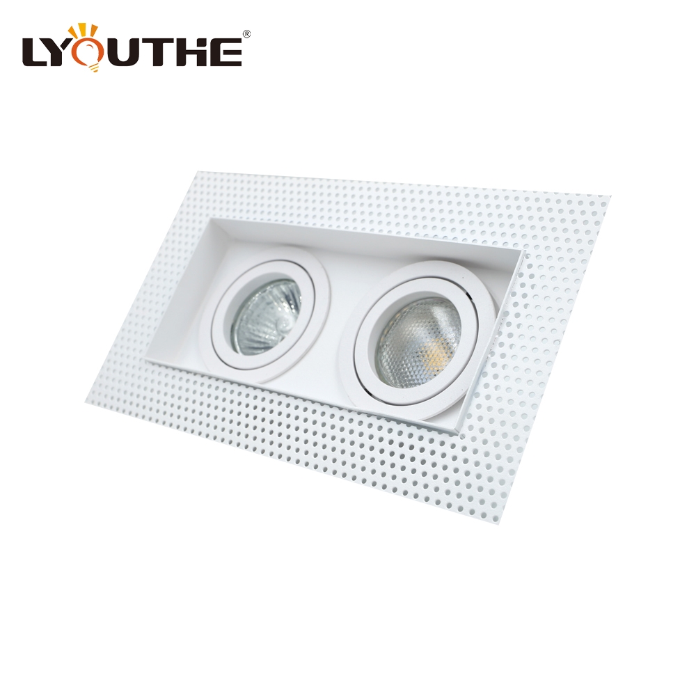 Factory price led square black double head mr16 deep anti glare recessed trimless down light fixture