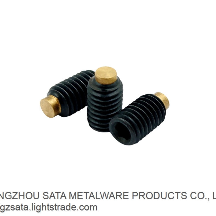 Alloy steel SCM435 black oxide hexagon socket brass tip set screws