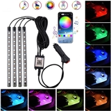 Multicolor Car Interior Accent Lights Dash Floor Foot Strip Lights Cigarette Lighter Adapter Decorat