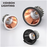 Henbon Indoor Lighting Aluminum Custom Color Round COB 7W 12W 18W Ceiling LED Downlight