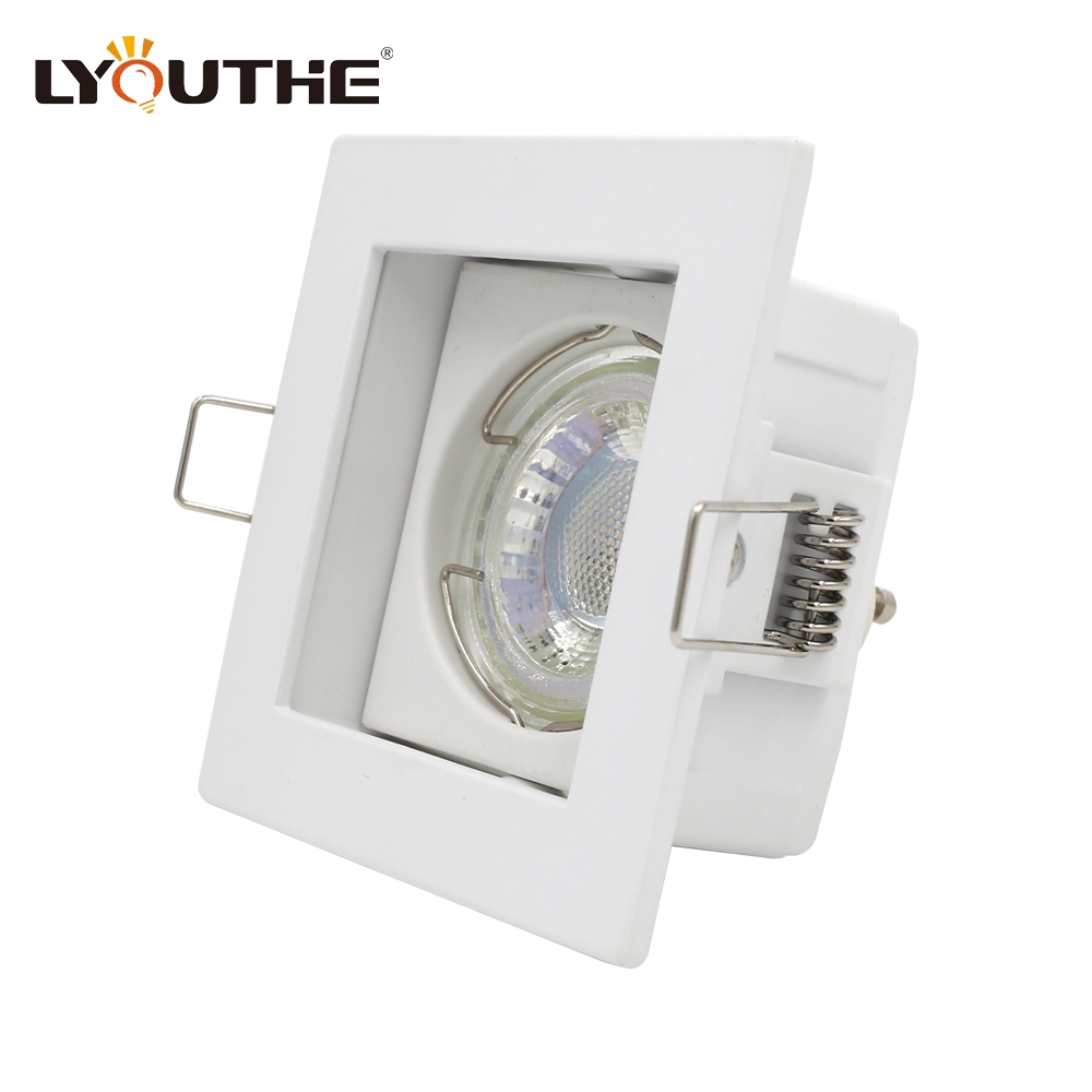 Square adjustable die-casting aluminum 90mm GU10 MR16 white anti glare downlight housing