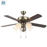 52 inch solid wood blade 5 steel blades ceiling fans with light Remote Control