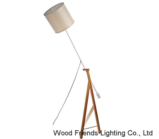 Wood floor lamp