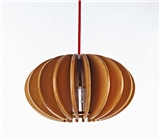 Wood Pendant lamp-Wooden pendant light with Pumpkin Shade