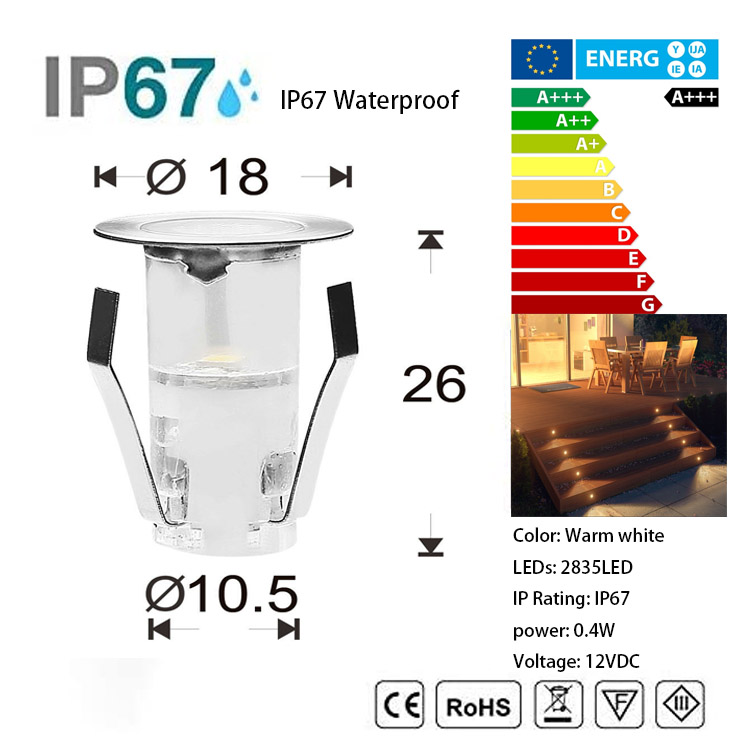 18mm IP67 LED deck lights