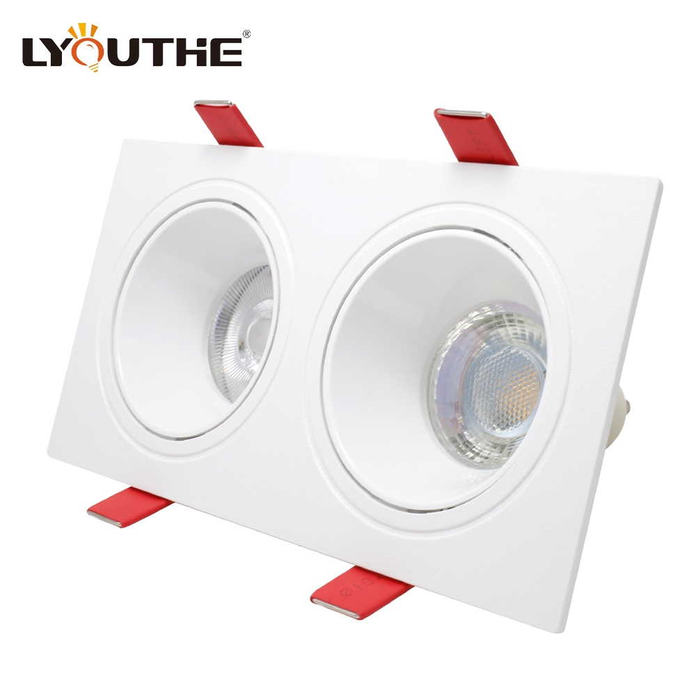 Hot sales two head square plastic adjustable anti-glare gu10 downlights fitting for office