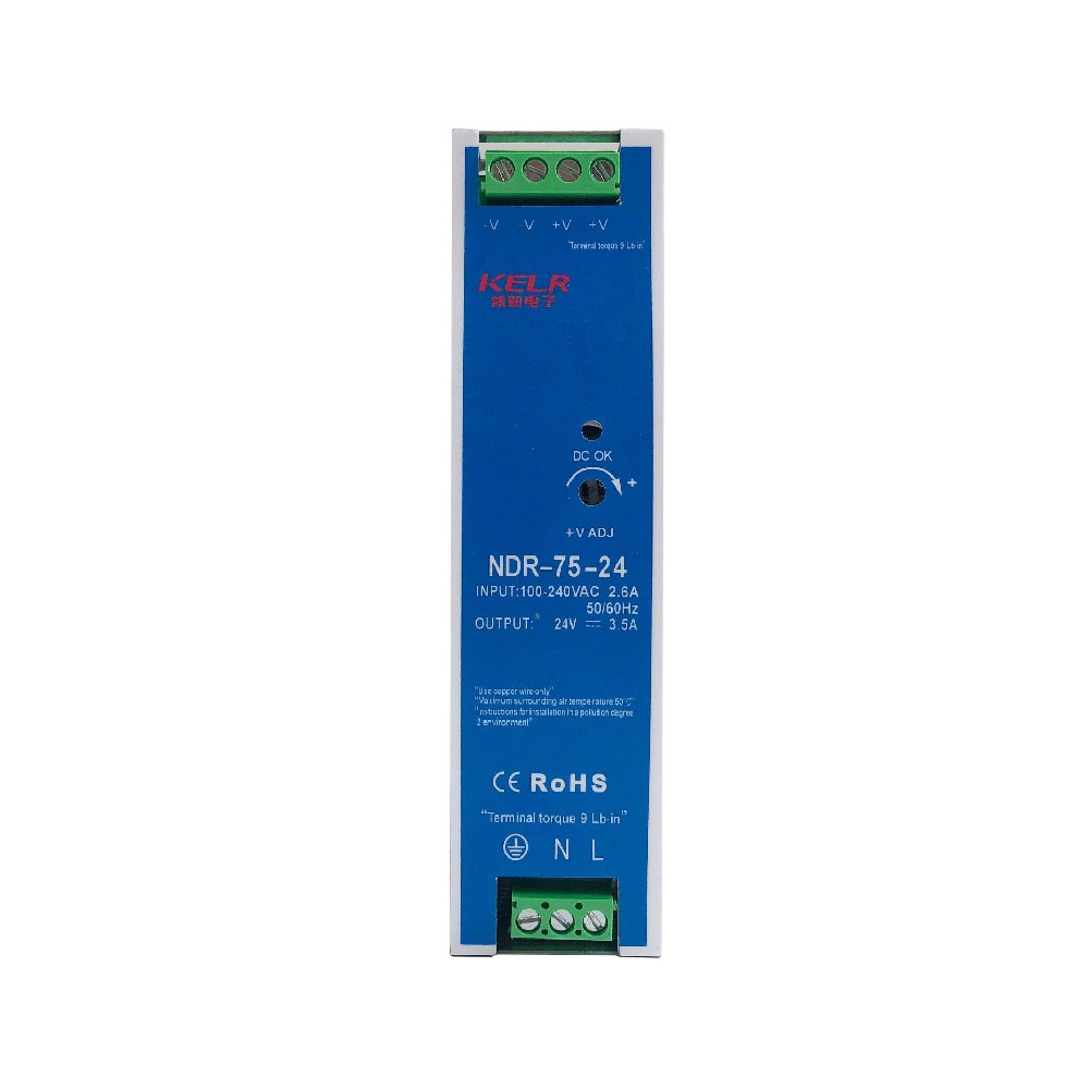 NDR-75W series DIN rail type single group output for industrial use.
